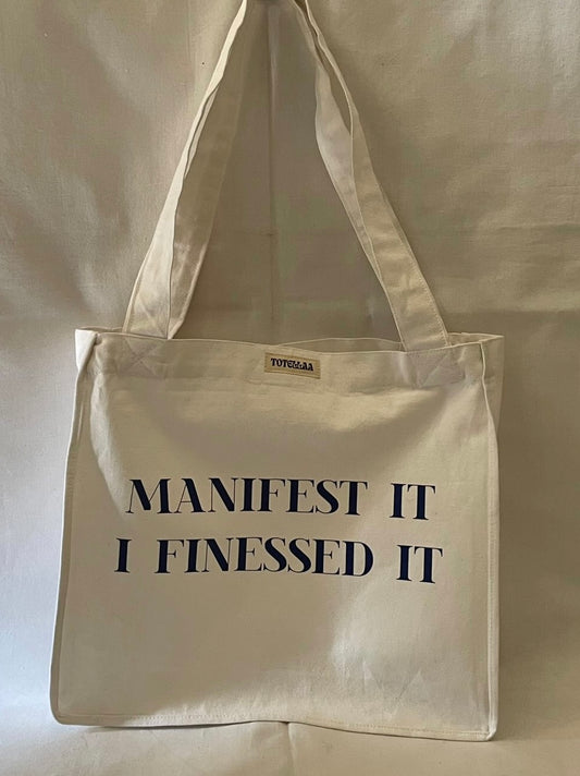 White Panelled Printed Tote