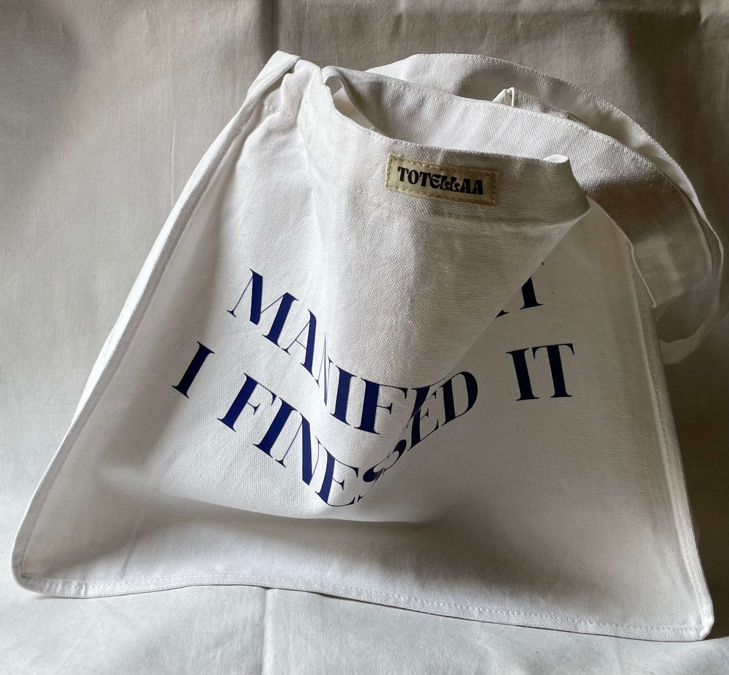 White Panelled Printed Tote